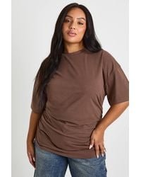 Boohoo - Plus Ruched Side Oversized T-Shirt - Lyst