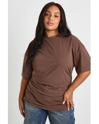 Boohoo - Plus Ruched Side Oversized T-Shirt - Lyst