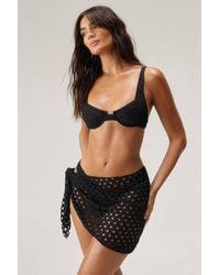 Nasty Gal - Eyelet Textured Underwire Sarong 3Pc Bikini Set - Lyst