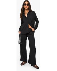 Boohoo - Crinkle Button Through Shirt & Trouser Co-Ord - Lyst