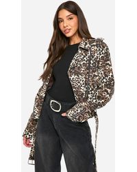Boohoo - Print Denim Biker Jacket Cotton - Lyst