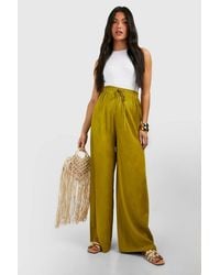 Boohoo - Maternity Linen Look Straight Leg Trouser - Lyst