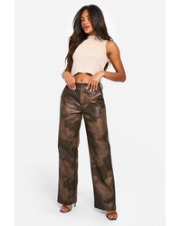 Boohoo - High Waisted Washed Pu Straight Leg Trouser - Lyst