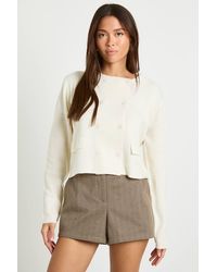 Boohoo - Double Button Collared Knitted Cardigan - Lyst