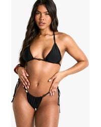 Boohoo - Resin Stone Trim Triangle Bikini Top & Tie Side Bikini Bottoms Set - Lyst