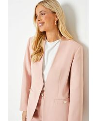 Wallis - Petite Collarless Button Detail Edge To Edge Jacket - Lyst