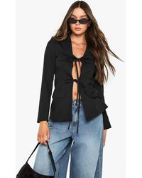 Boohoo - Tie Front Detail Fitted Blazer - Lyst