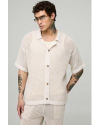 BoohooMAN - Oversized Revere Knitted Shirt & Relaxed Trouser Set - Lyst