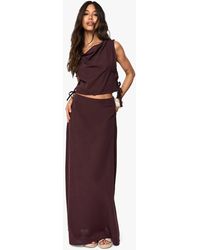 Boohoo - Linen Look Cowl Neck Crop Top And A Line Maxi Skirt Co-Ord - Lyst