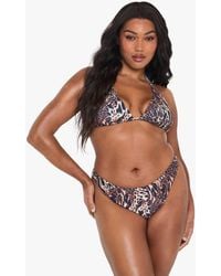 Boohoo - Plus Swimwear Essentials Leopard Triangle Bikini Top - Lyst