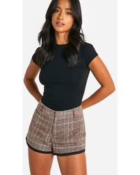 Boohoo - Petite Wool Look Check Micro Short - Lyst