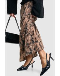 Boohoo - Wide Fit Low Stiletto Ruched Slingback Court Shoes - Lyst