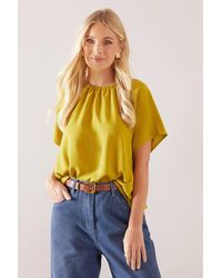 Wallis - Petite Bubble Hem Short Sleeve Top - Lyst