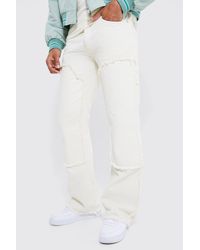 BoohooMAN - Baggy Rigid Flare Jeans With Frayed Worker Panel - Lyst