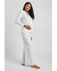 Boohoo - Maternity Bear Print Shirt & Trouser Pj Set - Lyst