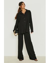 Boohoo - Crinkle Relaxed Fit Linen Look Shirt - Lyst