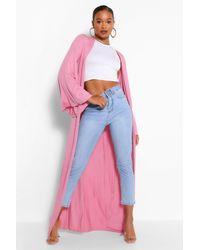 Boohoo Wide Sleeve Maxi Kimono - Black