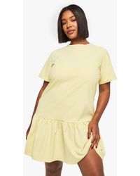 Boohoo - Plus Drop Hem Smock Dress - Lyst