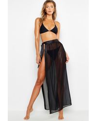 Boohoo Womens Strand-Sarong Mit Bindegürtel - Schwarz