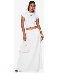 Boohoo - Falda Maxi De Algodón Popelina Con Cordón Elástico En La Cintura - Lyst
