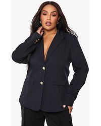 Boohoo - Plus Tailored Button Blazer - Lyst