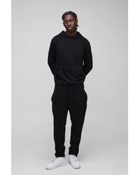 Boohoo - Lightweight Basic Regular Fit Over The Head Hoodie And Relaxed Tapered Jogger Set - Lyst