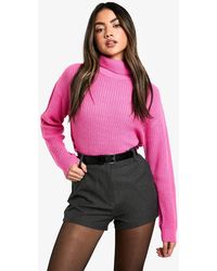 Boohoo - Basic Roll Neck Crop Sweater - Lyst