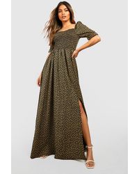 Boohoo - Ditsy Floral Square Neck Shirred Maxi Dress - Lyst