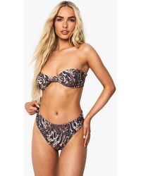 Boohoo - Braguita De Biquini Essentials De Tiro Alto Con Estampado De Leopardo - Lyst