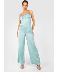 Boohoo - Tie Strap Ruched Jumpsuit - Lyst