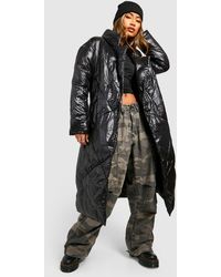 Boohoo - Diamond Quilt Belted Puffer Coat - Lyst