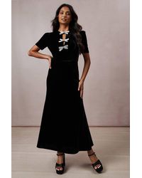Oasis - Occasion Velvet Diamante Bow Midaxi Dress - Lyst
