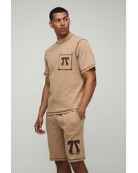 BoohooMAN - Oversize T-Shirt & Shorts mit Waffel-Print - Lyst