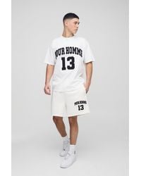 BoohooMAN - Oversized Mesh Applique Homme T-shirt And Short Set - Lyst