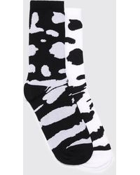 Boohoo - 2 Pack Cow Pattern Socks - Lyst