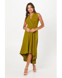 Coast - Collared Wrap Bodice Drape Crepe Midi Wedding Guest Dress - Lyst