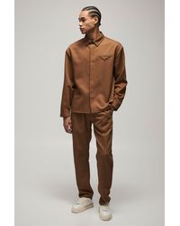 BoohooMAN - Oversized Twill Smart Shirt Jacket With Pocket Detail - Lyst
