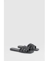 Boohoo - Contrast Stitch Woven Mule Sandals - Lyst