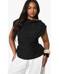 Boohoo - Plus Cowl Front Asymetric Top - Lyst