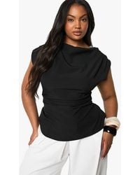Boohoo - Plus Cowl Front Asymetric Top - Lyst