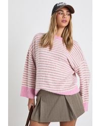 Boohoo - Super Soft Thin Stripe Oversized Knitted Jumper - Lyst