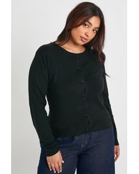 Boohoo - Plus Crew Neck Button Through Cardigan - Lyst