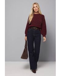 Wallis - Petite Berry Stud Embellished Sweater - Lyst