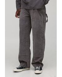 BoohooMAN - Tall Washed Cord Relaxed Fit Carpenter Trousers - Lyst