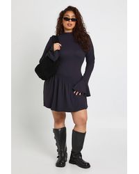 Boohoo - Plus Super Soft Flare Sleeve Drop Hem Skater Dress - Lyst