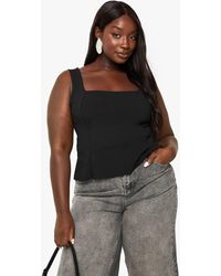 Boohoo - Plus Double Bengaline Structured Panel Top - Lyst