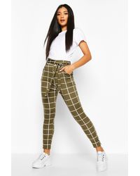 Banned Red Check Half Black Split leg Trousers Jeans Pants PLUS SIZE 18 20 22