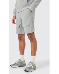 BoohooMAN - Side Stripe Drawcord Waist Smart Cargo Shorts - Lyst