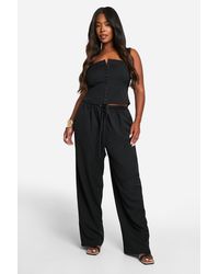 Boohoo - Plus Hook And Eye Corset And Slouchy Wide Leg Trouser Co-ord - Lyst