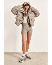 Boohoo - Hooded Textured Puffer Jacket - Lyst